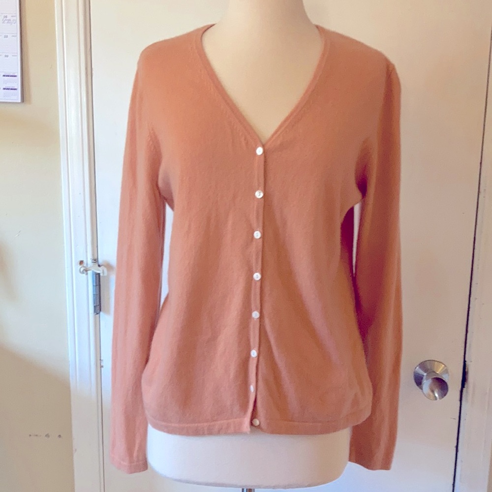 Charter club peach 100% cashmere cardigan XL